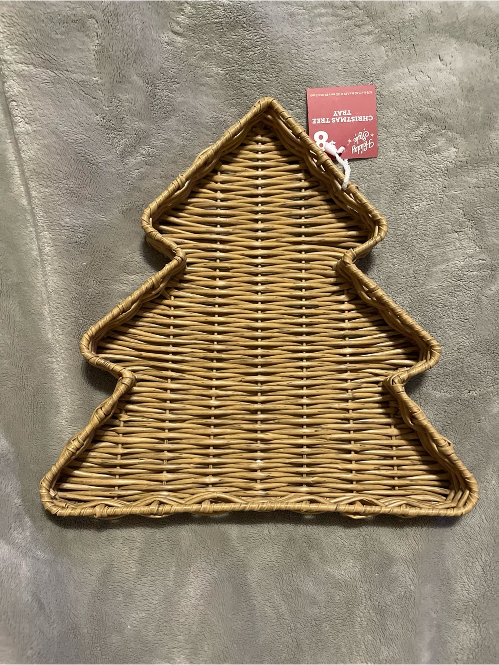Set of 3 Natural Wicker type Tree-Shaped Tray - Picture 2 of 3